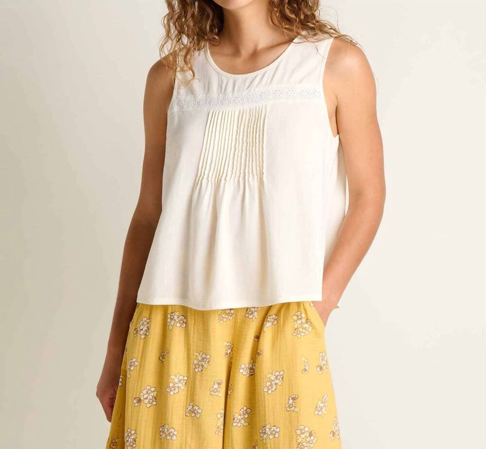 NEW TOAD&CO manzana pin tuck tank top in egret